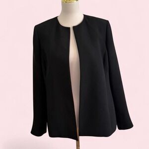 Le Suit Black Open-Front Collarless Blazer — Size 12